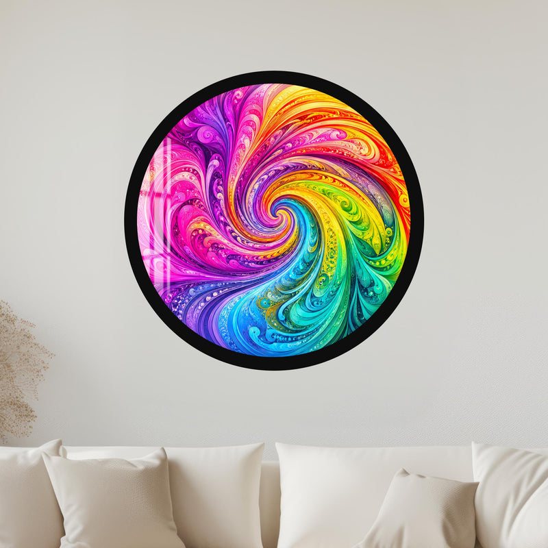 Rainbow Paisley Vortex with black frame