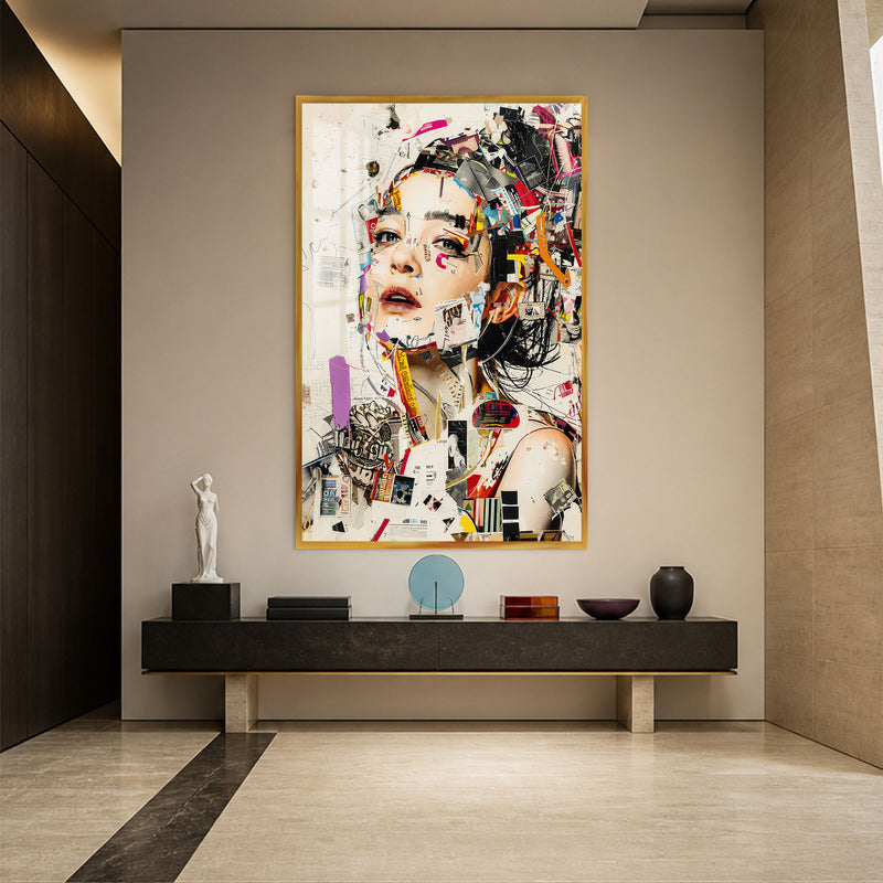 Fragmented Fashion Muse with gold frame