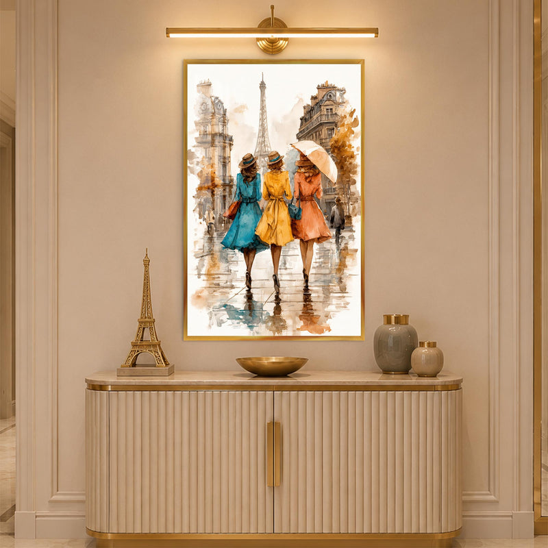 Parisian Rainy Day with gold frame