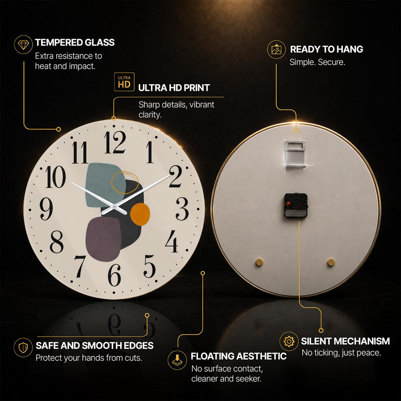 Modern Pebble Forms — tempered glass, ultra HD print, ready to hang