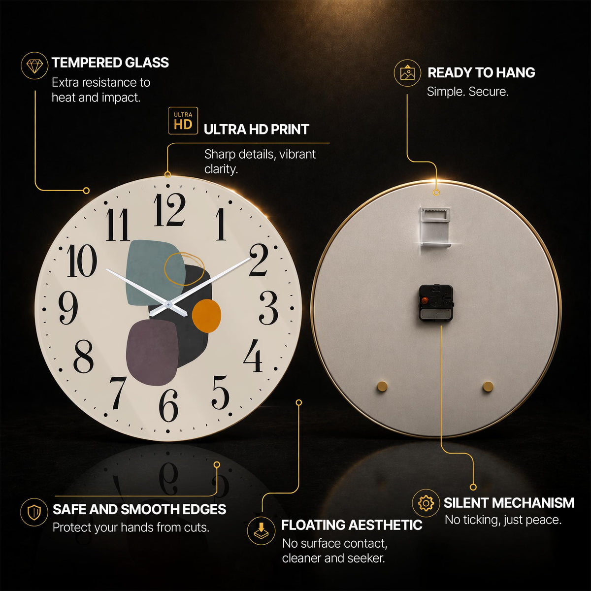 Modern Pebble Forms — tempered glass, ultra HD print, ready to hang