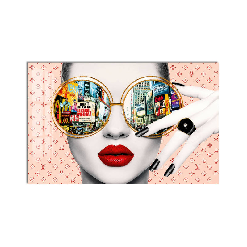 Artronauts Glass Print Times Square Sunglasses Glass Wall Art