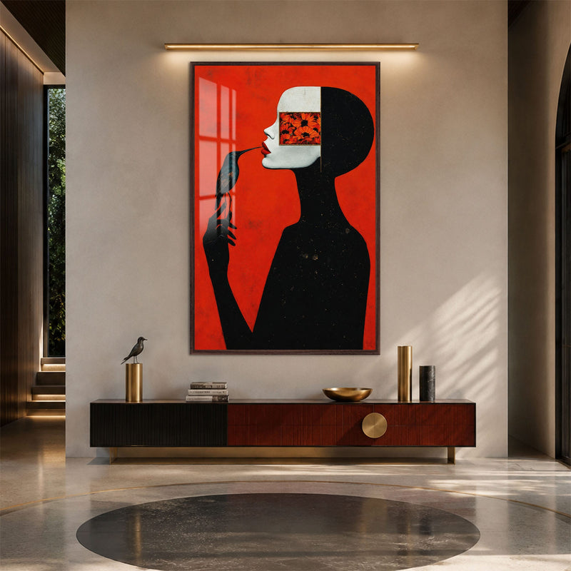 Artronauts Glass Print 12x18 cm | 4.7"x7.1" / Walnut Floral Vision Glass Wall Art