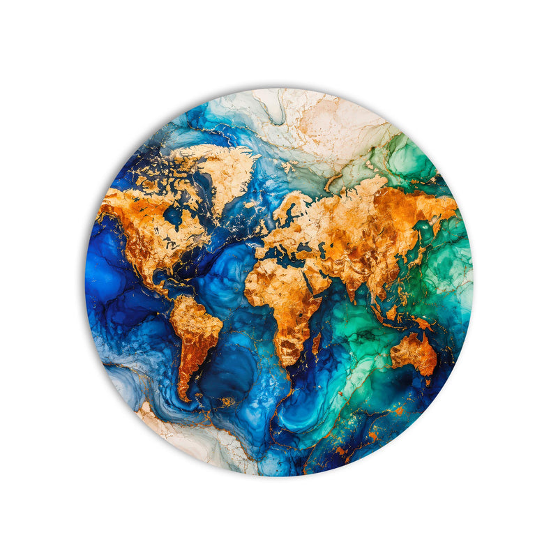 Gilded World Map product shot on white background