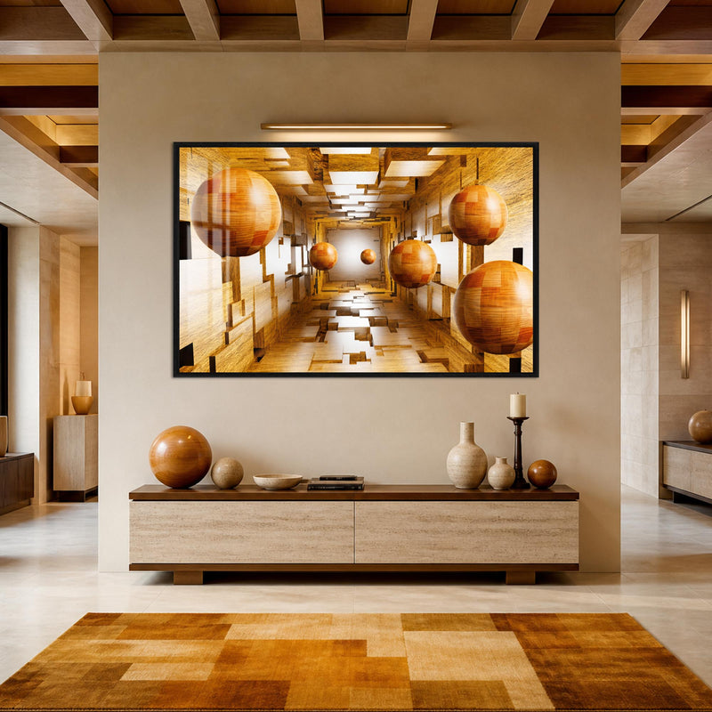Wooden Sphere Corridor with black frame