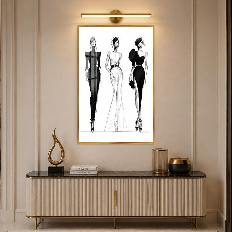 Monochrome Fashion Trio with gold frame