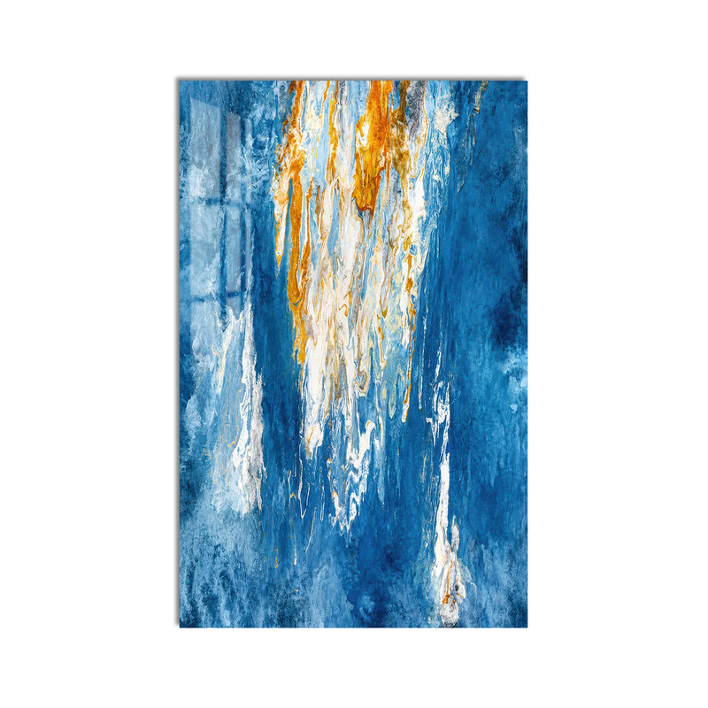 Artronauts Glass Print Gilded Blue Cascade Glass Wall Art