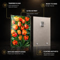 Radiant Tulip Garden — tempered glass, ultra HD print, ready to hang