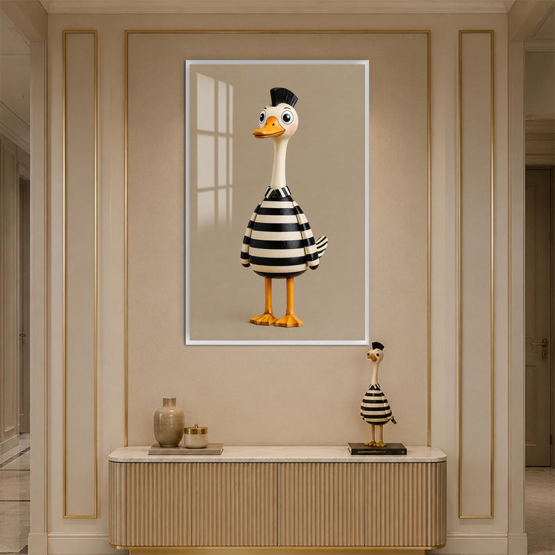 Striped Duck Character with white frame