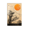 Artronauts Glass Print Birds Across Orange Sun Glass Wall Art