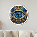 Ornate Gold Evil Eye with white frame