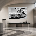 Artronauts Glass Print 18x12 cm | 7.1"x4.7" / White Classic Gullwing Mercedes Glass Wall Art