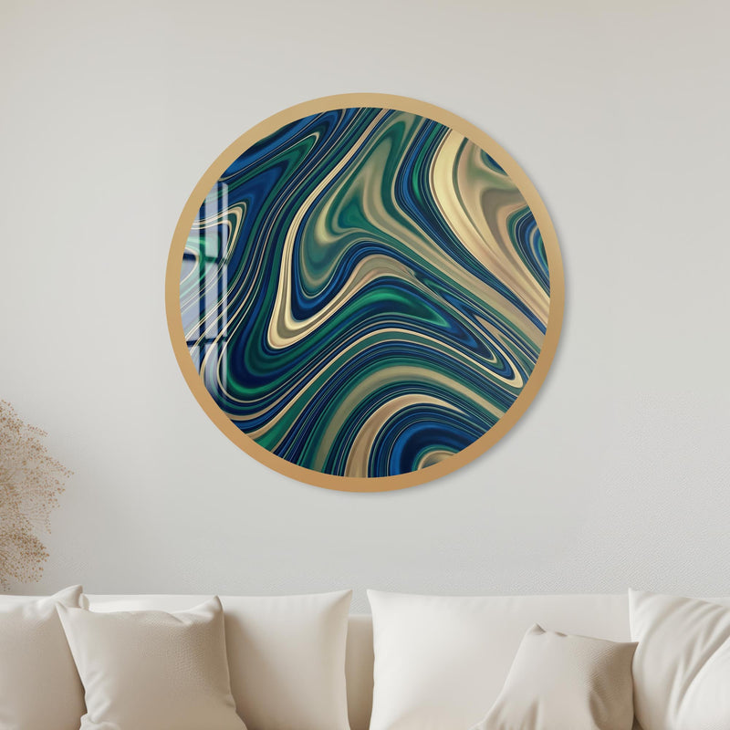 Emerald Gold Marble Flow with gold frame