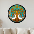 Stained Glass Tree Of Life II with gold frame