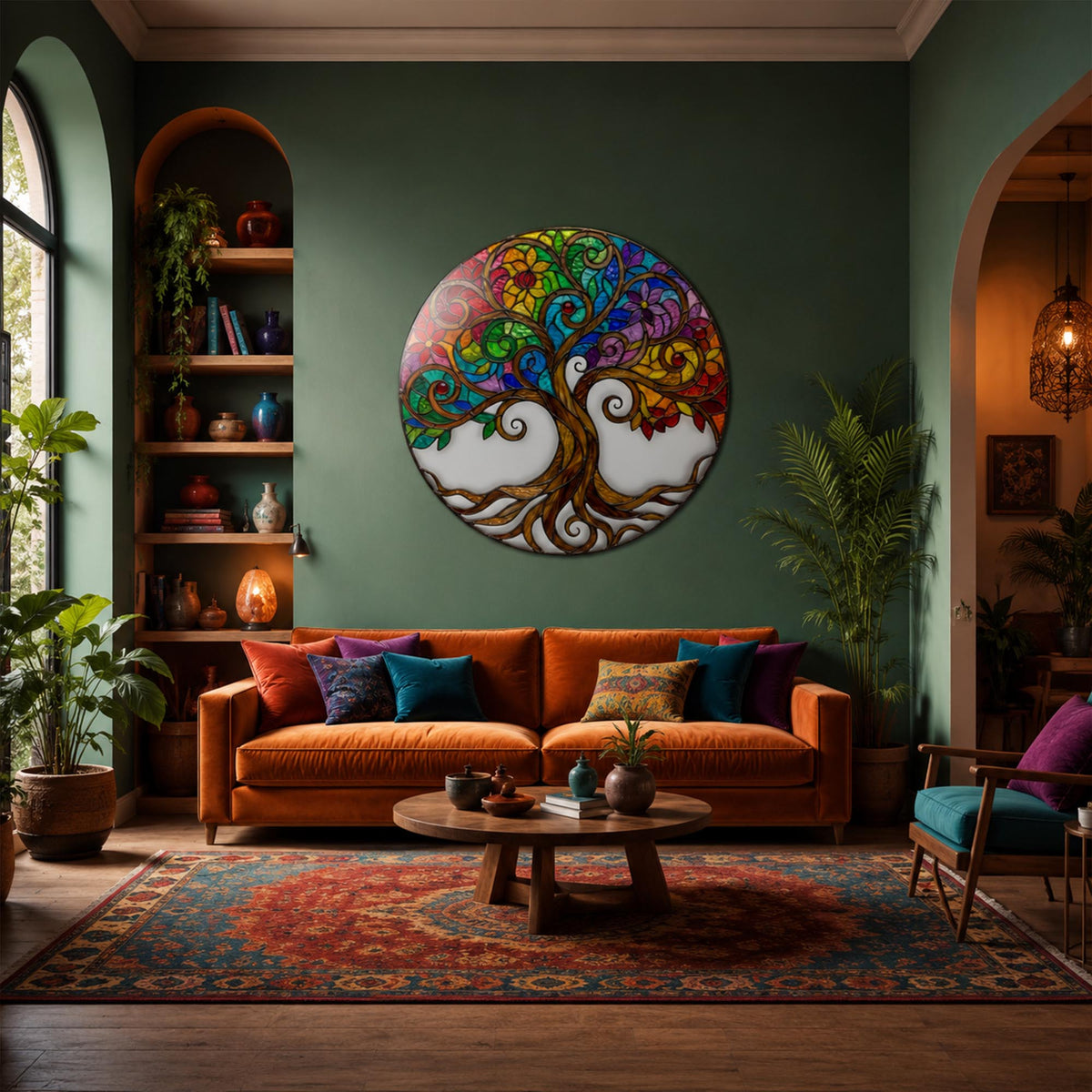 Whimsical Rainbow Tree in a modern room