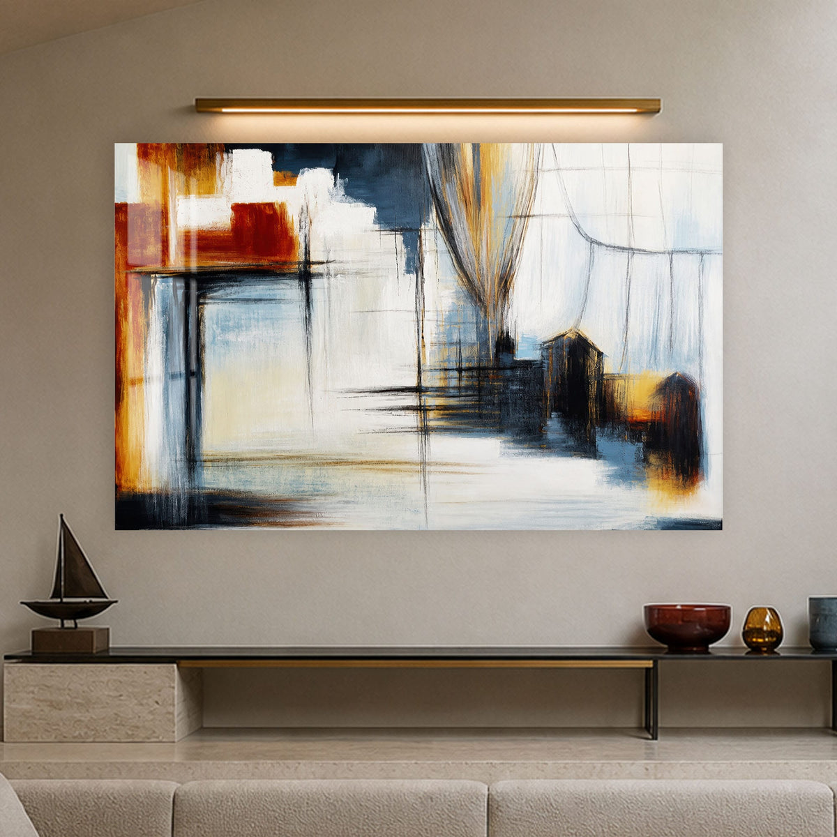 Artronauts Glass Print Abstract Harbor Forms Glass Wall Art