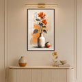 Orange Flowers and Vases with walnut frame