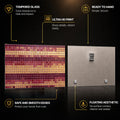 Crimson Mosaic Rhythm — tempered glass, ultra HD print, ready to hang