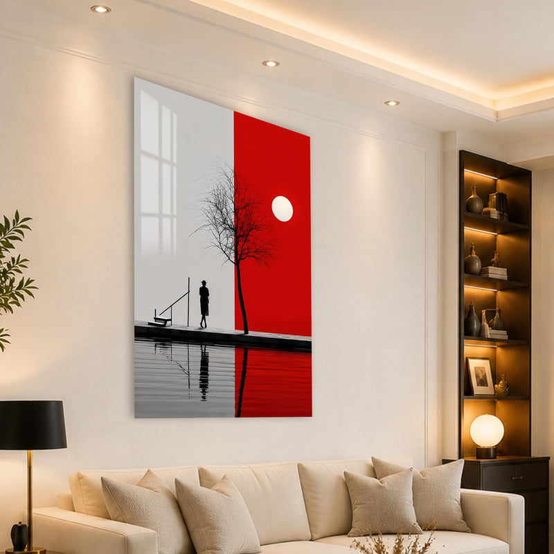 Artronauts Glass Print Divided Red Landscape Glass Wall Art