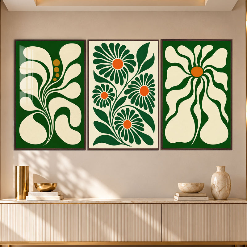 Retro Botanical with walnut frame