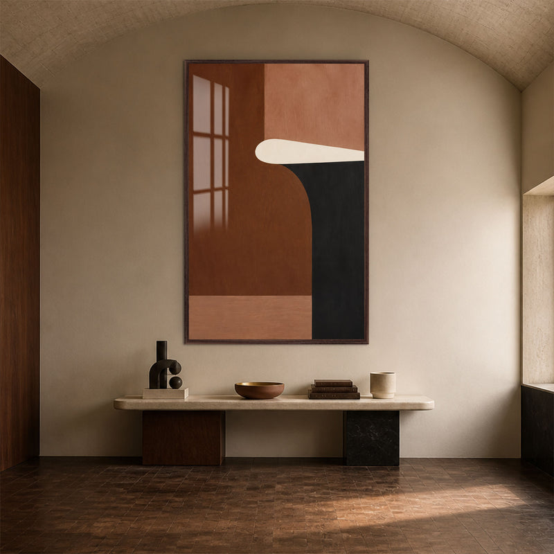Modern Earth Forms with walnut frame