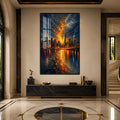 Artronauts Glass Print 12x18 cm | 4.7"x7.1" / Black Manhattan Afterglow Glass Wall Art