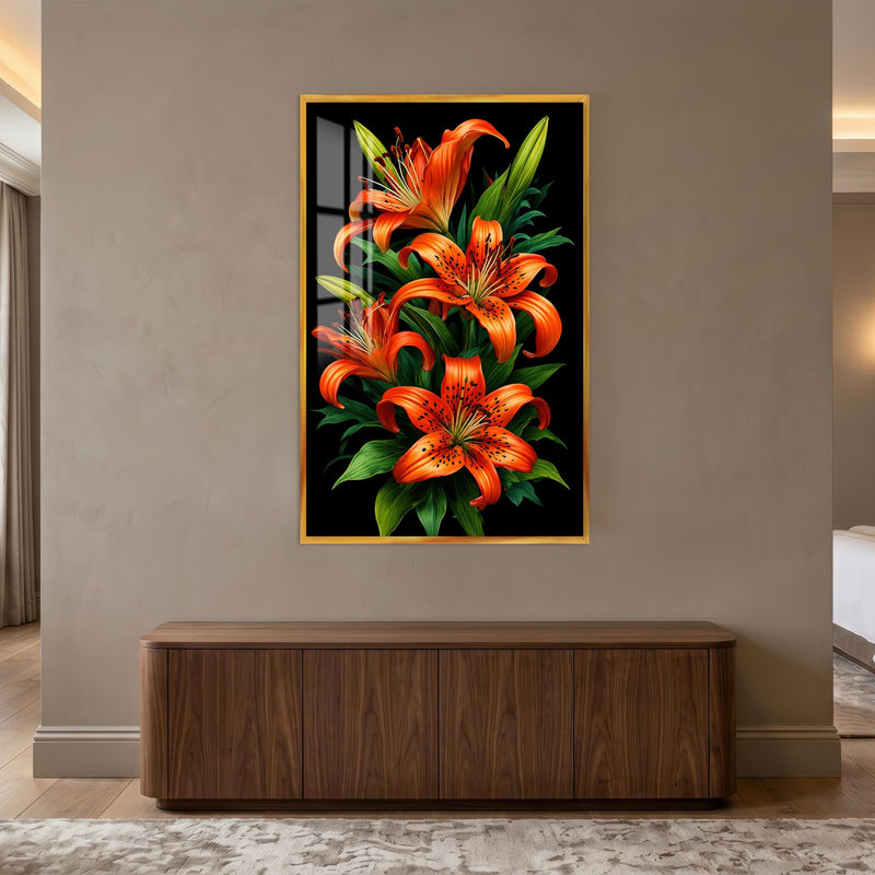 Radiant Tiger Lilies with gold frame