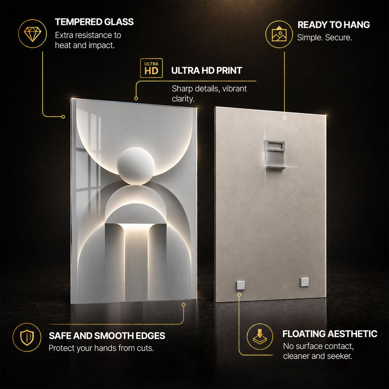 Golden Geometry II — tempered glass, ultra HD print, ready to hang