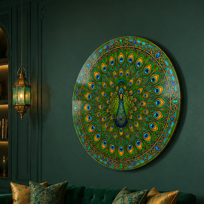 Emerald Peacock Mandala angled lifestyle view