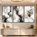 Abstract Ink Flow Triptych with black frame