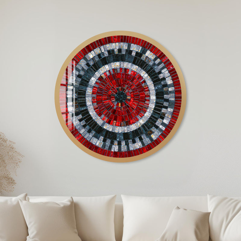 Crimson Mosaic Rings with gold frame