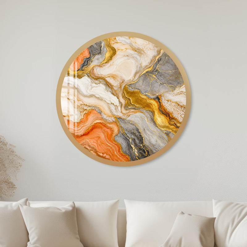 Sunset Marble Flow with gold frame