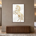 Ornate Golden Stallion with walnut frame