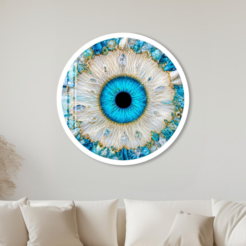 Crystal Azure Eye with white frame