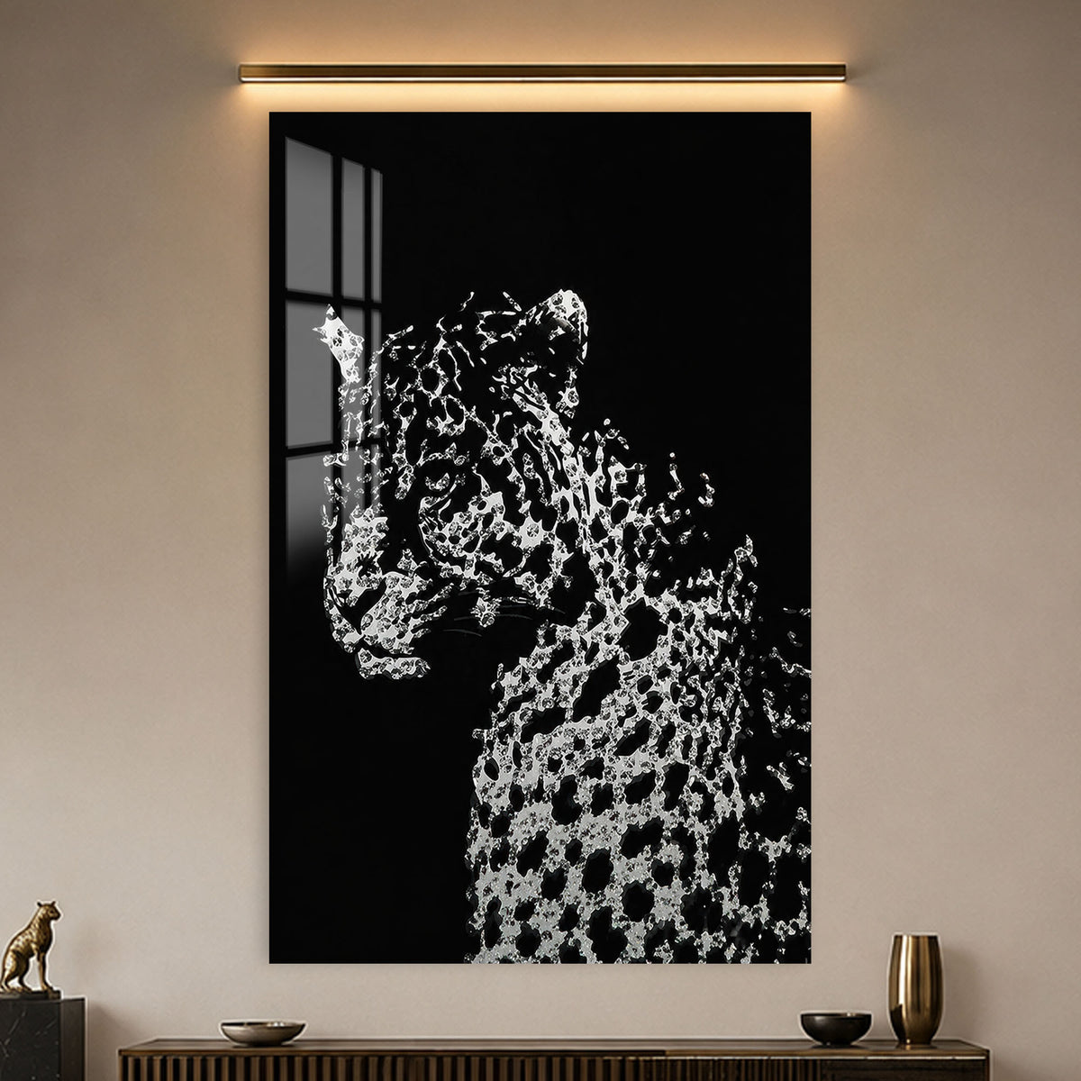 Crystal Leopard in a modern room