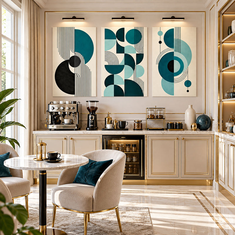 Teal Geometric product shot on white background