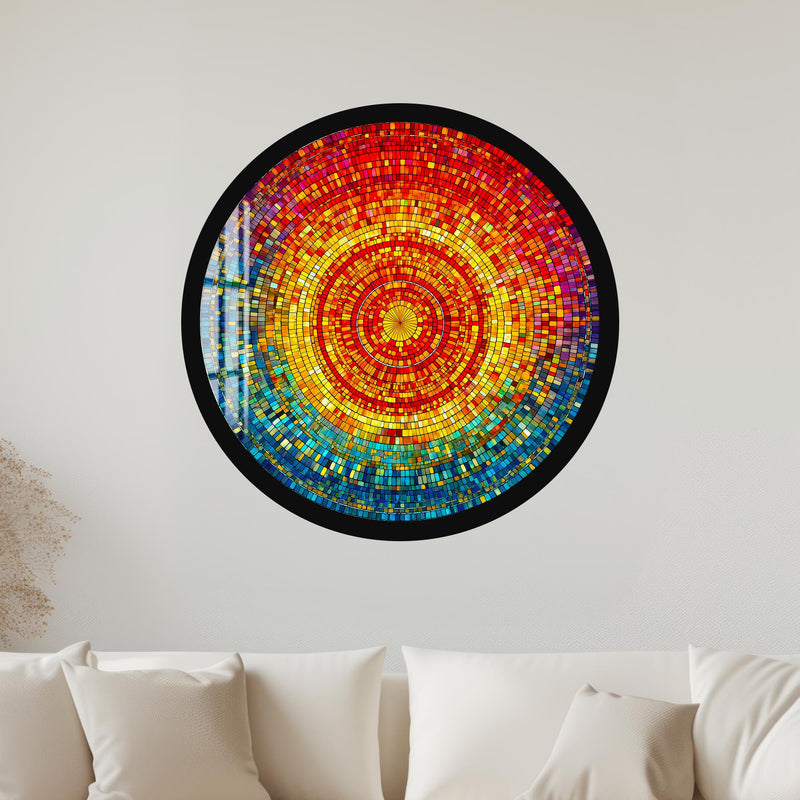 Radiant Mosaic Sunburst with black frame