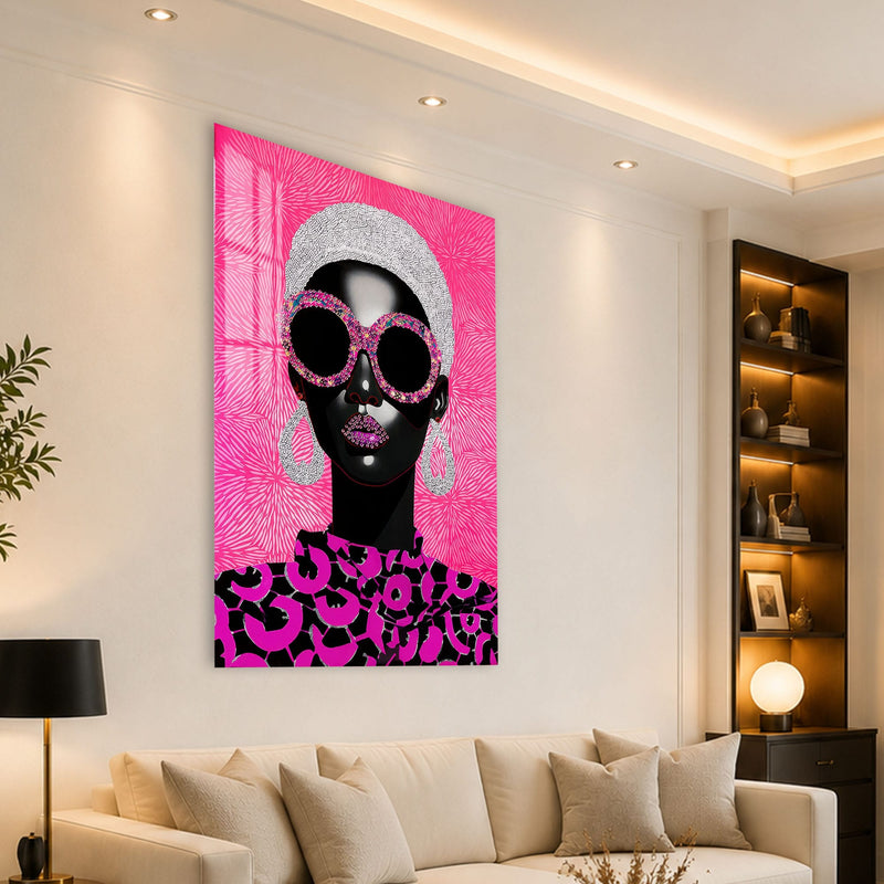 Artronauts Glass Print Pink Crystal Diva Glass Wall Art