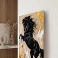 Rearing Black Stallion close-up angled detail