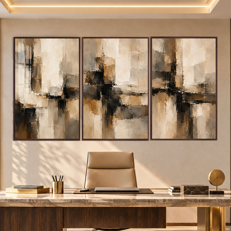 Earthtone Abstract with walnut frame