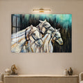 Artronauts Glass Print Three White Horses Glass Wall Art