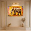 Artronauts Glass Print 18x12 cm | 7.1"x4.7" / Gold Sunset Elephant Glass Wall Art