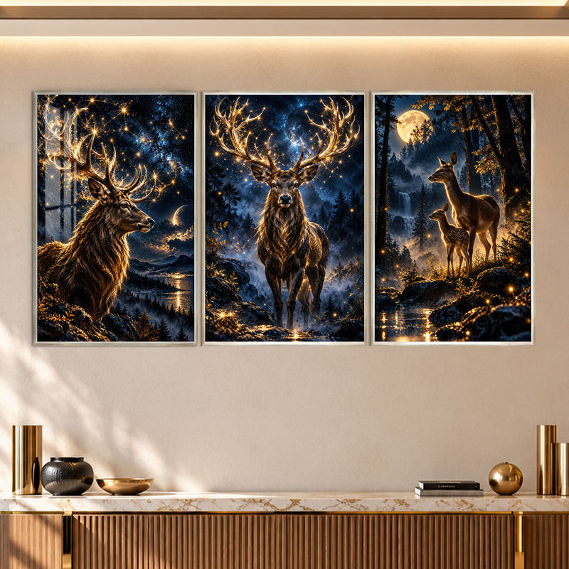 Moonlit Deer with silver frame