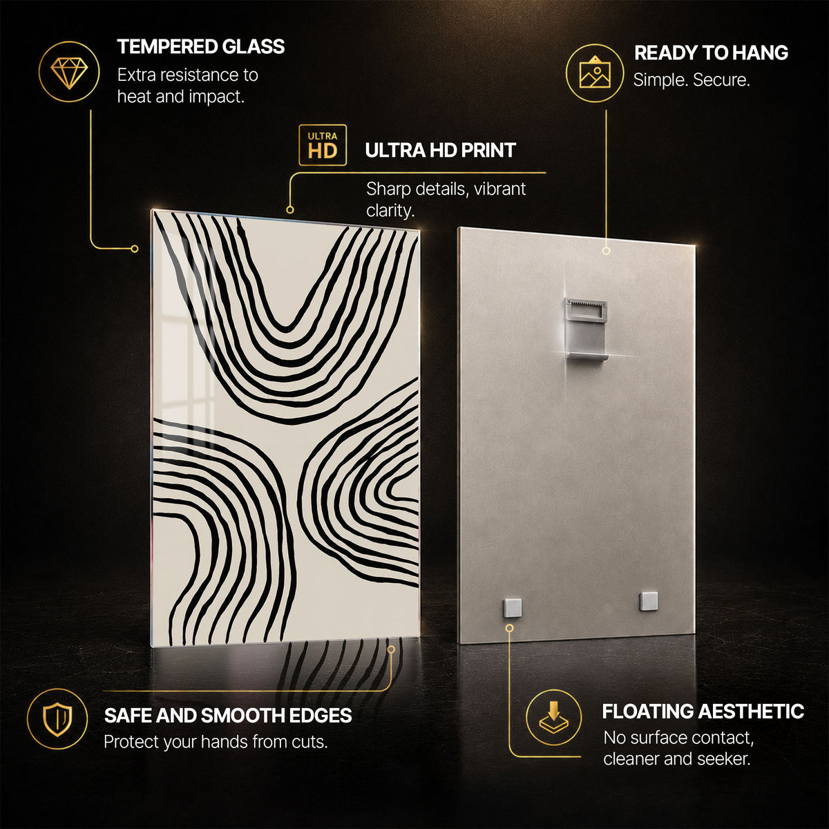 Flowing Contours — tempered glass, ultra HD print, ready to hang