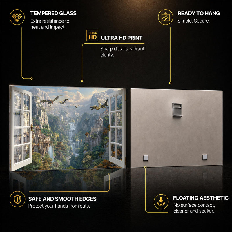Dragon Valley Vista — tempered glass, ultra HD print, ready to hang