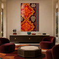 Artronauts Glass Print Turquoise Kilim Pattern Glass Wall Art