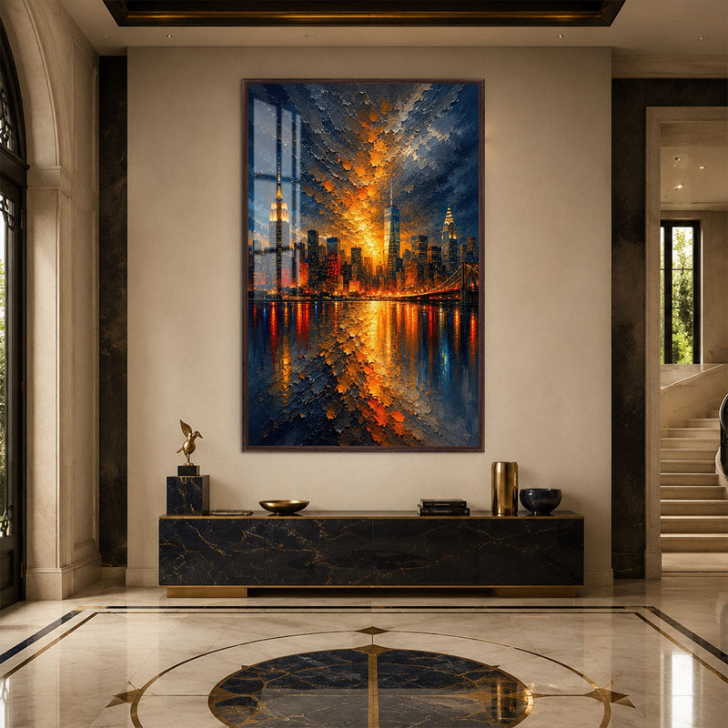 Artronauts Glass Print 12x18 cm | 4.7"x7.1" / Walnut Manhattan Afterglow Glass Wall Art