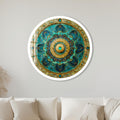 Turquoise Gilded Mandala with white frame