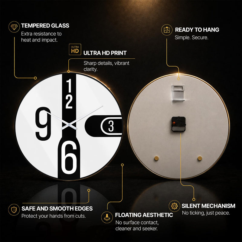 Bold Number Dial — tempered glass, ultra HD print, ready to hang