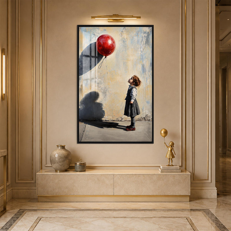 Girl With Red Balloon with black frame